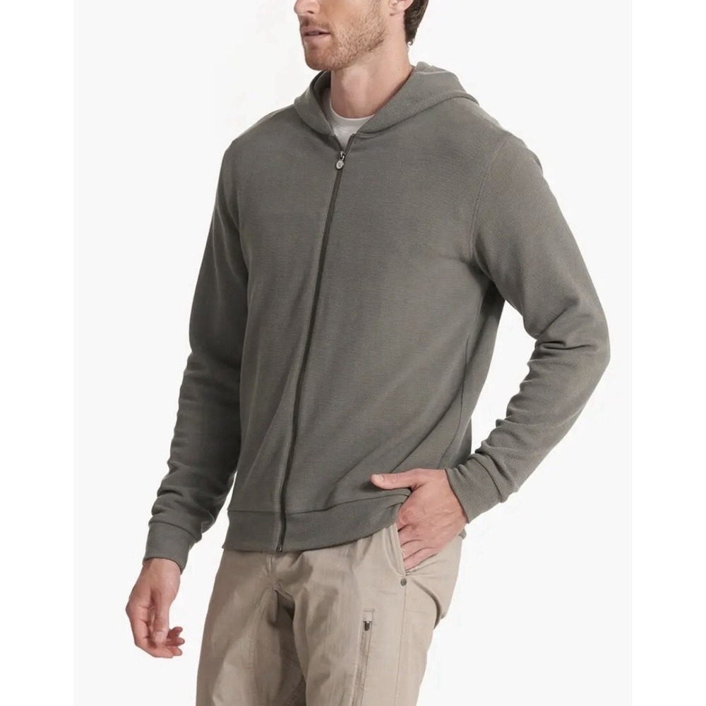 Vuori Performance Waffle Zip Hoodie Mens L DustyPine Thermal Gorpcore Athleisure